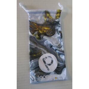 STOP THE DROP LOOPY CASE Drawstring Bag Waves Swirls Gray Yellow Pouch